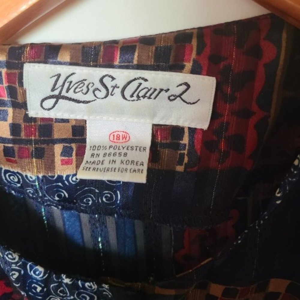 Yves St. Clair 2 Vintage Blouse 18W Striped Button - Picture 9 of 11
